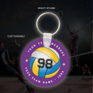 Equipo Deportivo de Voleibol Morado Llavero Redond