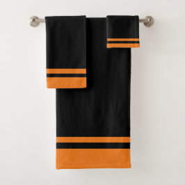 Equipo Deportivo Negro Y Naranja Colores Toalla Se