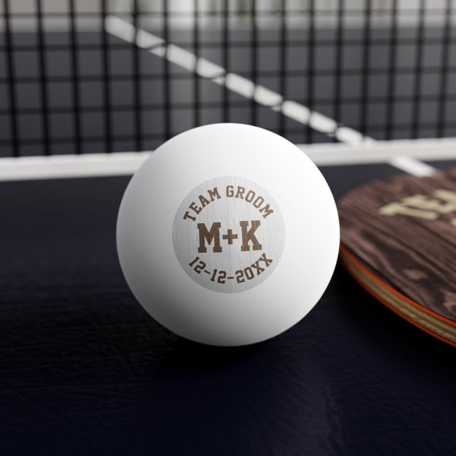 Equipo Novio Pelota de Ping Pong Boda (Add your initials & wedding date to this Team Groom ping pong ball and get ready to beat Team Bride!)