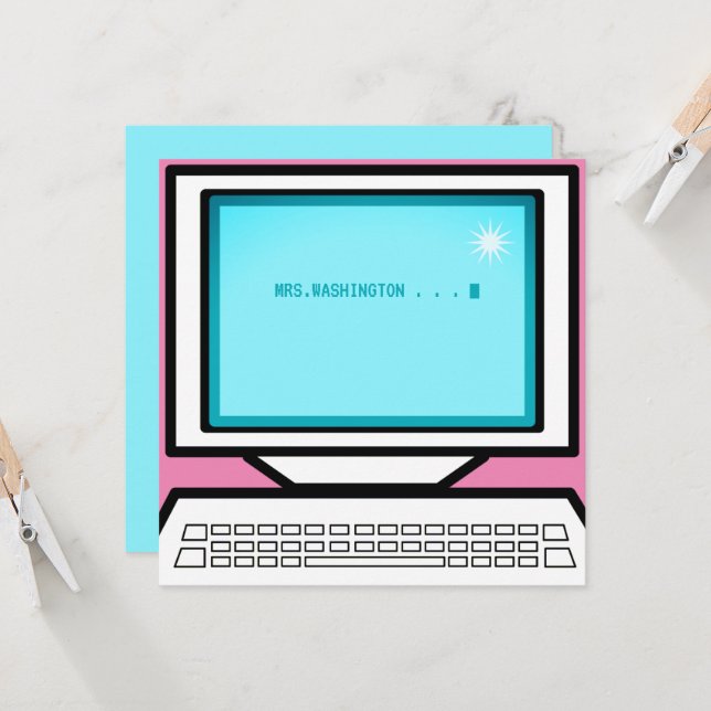 equipo retro mensaje de OFFICE PC tarjeta de agrad (Anverso/Reverso In Situ)