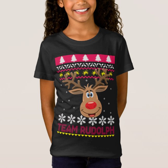 Equipo Rudolph Santa Reindeer Ugly Sweater (Anverso)