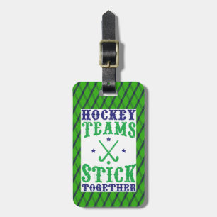 Equipos de hockey de campo pegan etiqueta de bolso