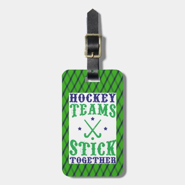 Equipos de hockey de campo pegan etiqueta de bolso (Frente Vertical)