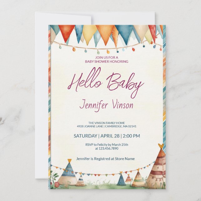 Equipos encantadores de invitaciones de Baby Showe (Anverso)