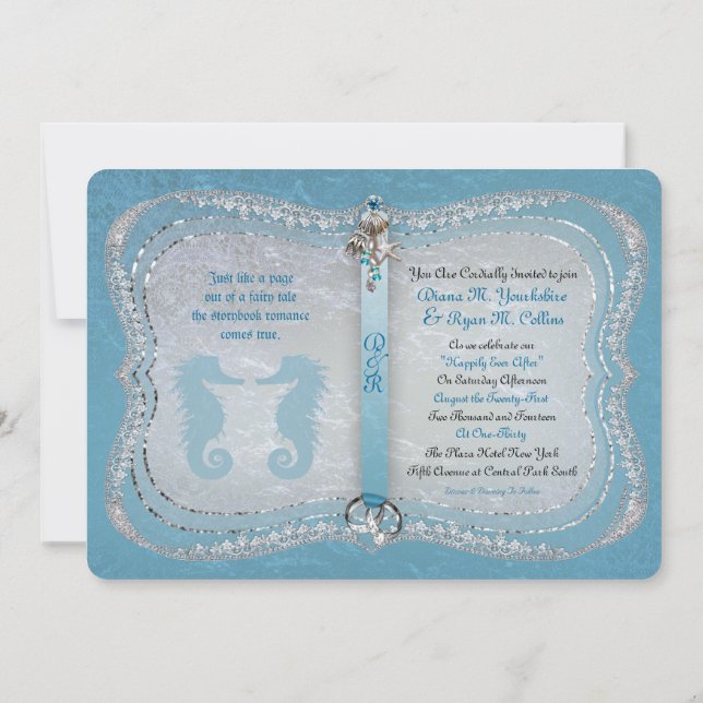 Érase una vez invitación de la boda de playa (Reverso)