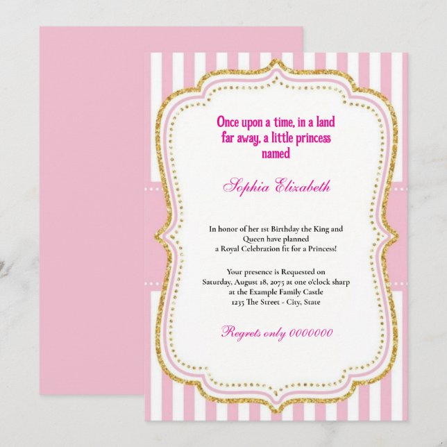Érase una vez la Princesa de Primera Invitación de (Anverso / Reverso)