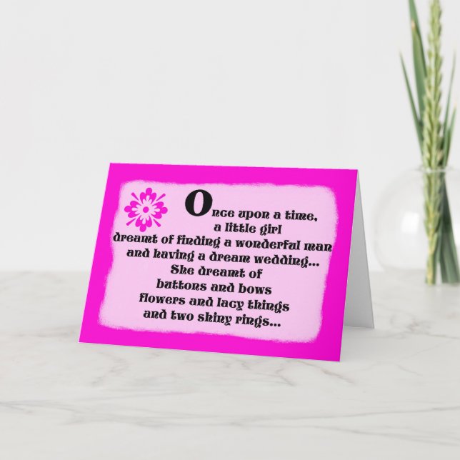 Érase una vez tarjeta de dama de honor rosa (Anverso)