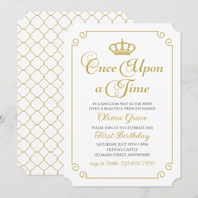 Érase una vez una invitación a la Princesa de Oro (Anverso / Reverso)