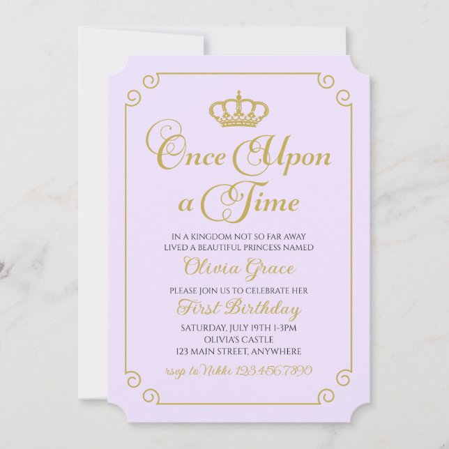 Érase una vez una invitación a la Princesa de Oro (Anverso)