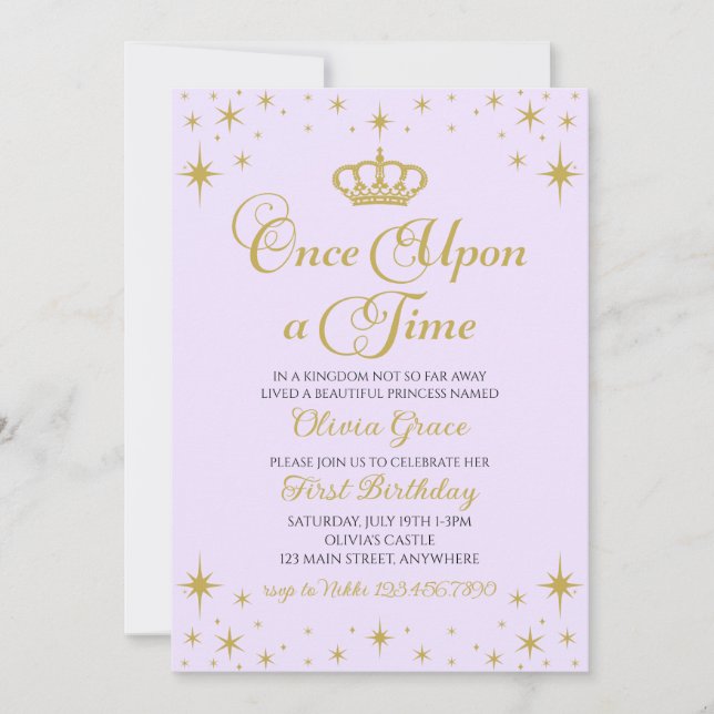 Érase una vez una invitación a la Princesa de Oro (Anverso)