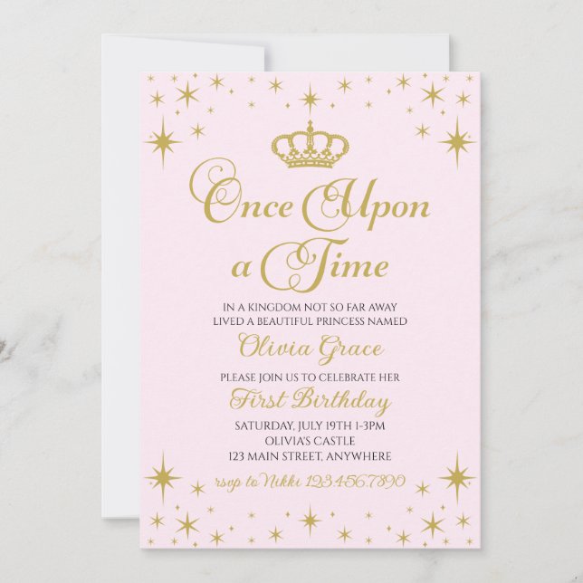 Érase una vez una invitación a la Princesa de Oro (Anverso)