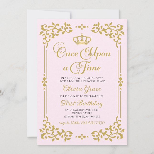 Érase una vez una invitación a la Princesa de Oro (Anverso)
