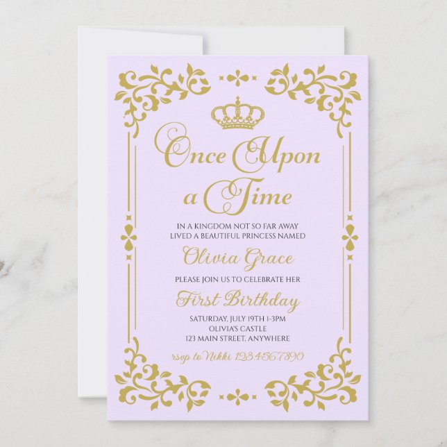 Érase una vez una invitación a la Princesa de Oro (Anverso)