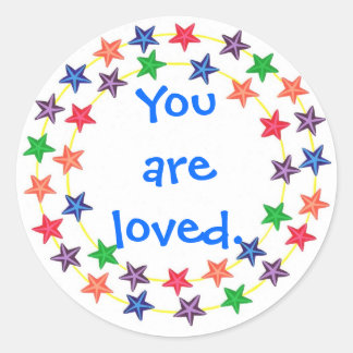 Eres amado, pegatinas de estrellas coloridas