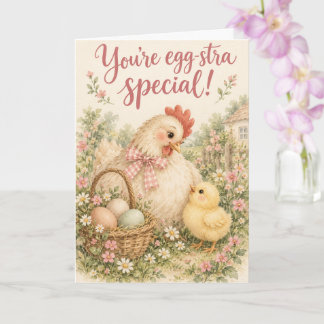 ¡Eres Egg-stra Especial! Tarjeta de Gallina y Poll