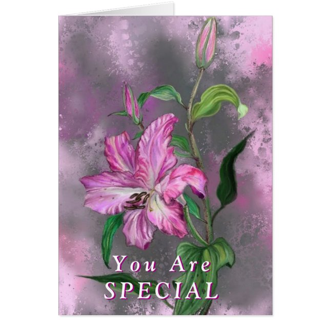Eres Especial Tarjeta Flor Lirio Púrpura Pink (Frente)