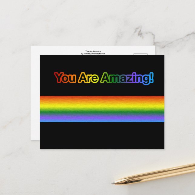 ¡Eres Increíble! Postal de texto arco iris (Anverso/Reverso In Situ)