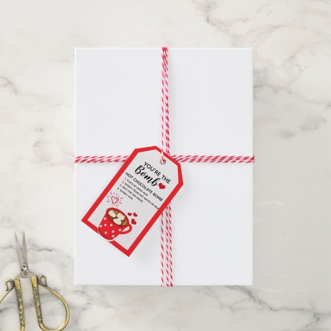 Eres la bomba, etiqueta de bomba de cacao caliente (Con cuerda)