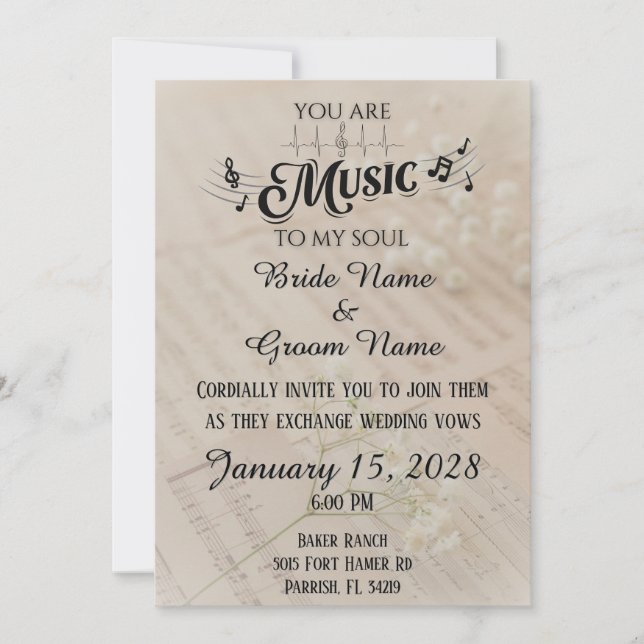 Eres las Música para las Invitaciones de Boda de m (Anverso)
