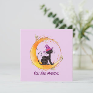 Eres mágico - Gato negro brujo en luna creciente