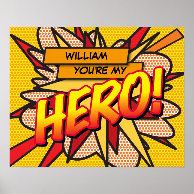 Eres mi HÉROE Arte Pop Comic Retró Divertido (Frente)