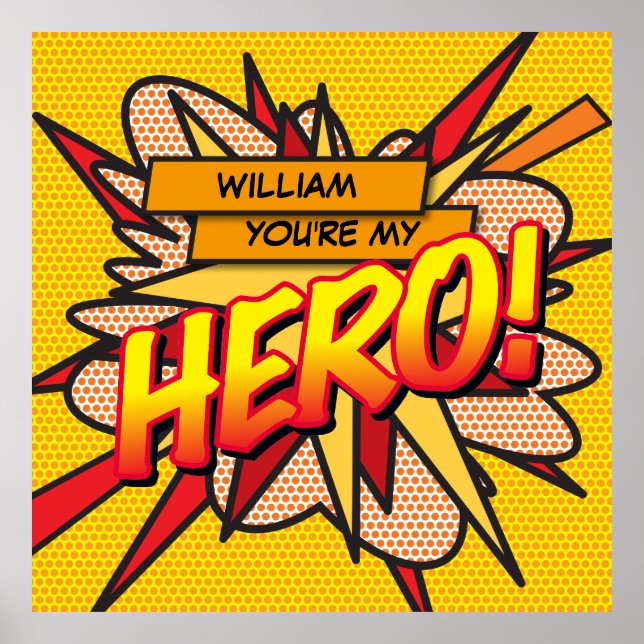 Eres mi HÉROE Arte Pop Comic Retró Divertido (Frente)