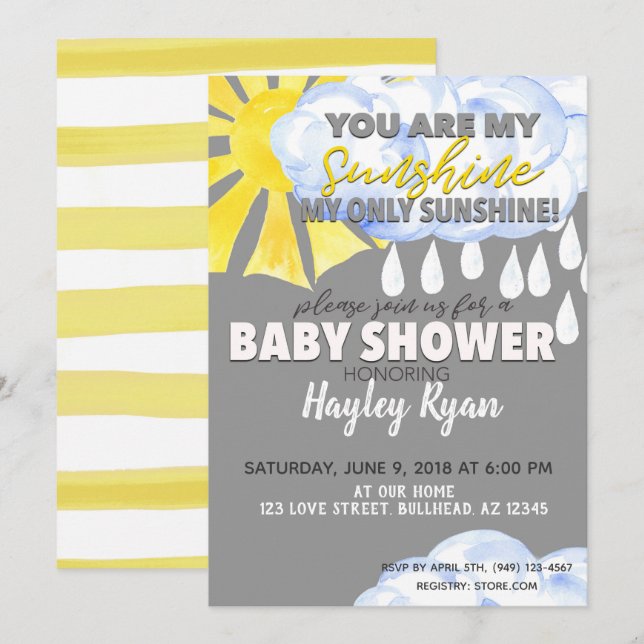 Eres Mi Invitación De Baby Shower Sunshine (Anverso / Reverso)