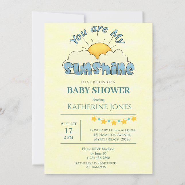 Eres Mi Invitación De Bebé Sunshine (Anverso)