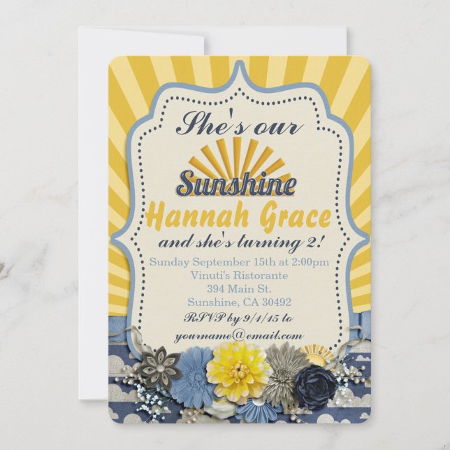 Eres mi invitación de cumpleaños Sunshine (Anverso)