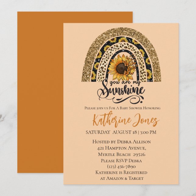 Eres Mi Invitación Sunshine Baby Shower (Anverso / Reverso)