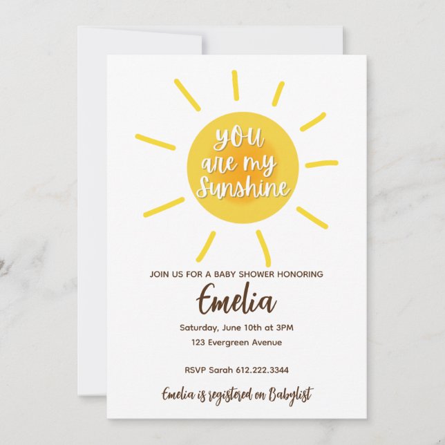 Eres Mi Invitación Sunshine Baby Shower (Anverso)