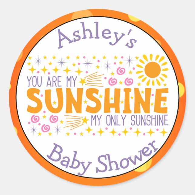 Eres Mi Pegatina De Baby Shower Sunshine (Anverso)