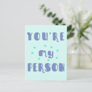 Eres mi persona, tipografía divertida postal román