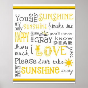Eres Mi Sol - Blanco y Amarillo - Póster