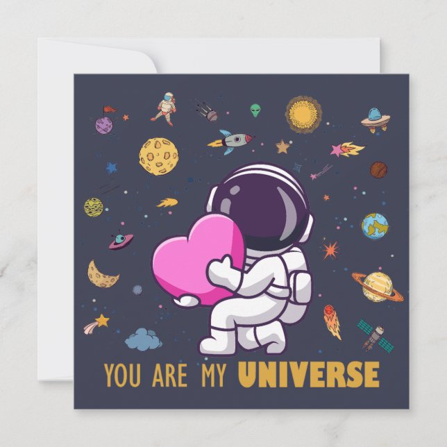 Eres Mi Universo - Cute Astronauta Tarjeta De Amor (Anverso)