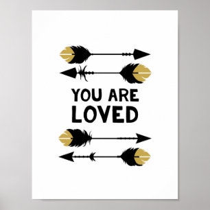 Eres querido - negro y oro - impresión Poster