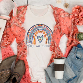 Eres suficiente camiseta de la cruz del arcoiris