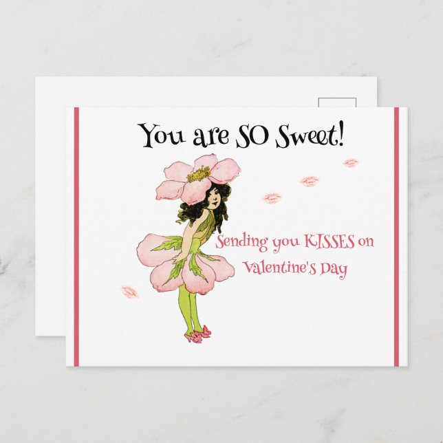 ¡ERES TAN DULCE! | TARJETA POSTAL DE VINTAGE VALEN (Anverso / Reverso)