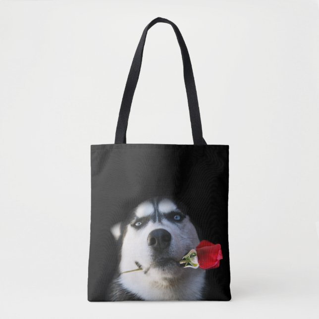 ¿Eres Tango?  Hermosa Husky y la bolsa de la tote  (Anverso)
