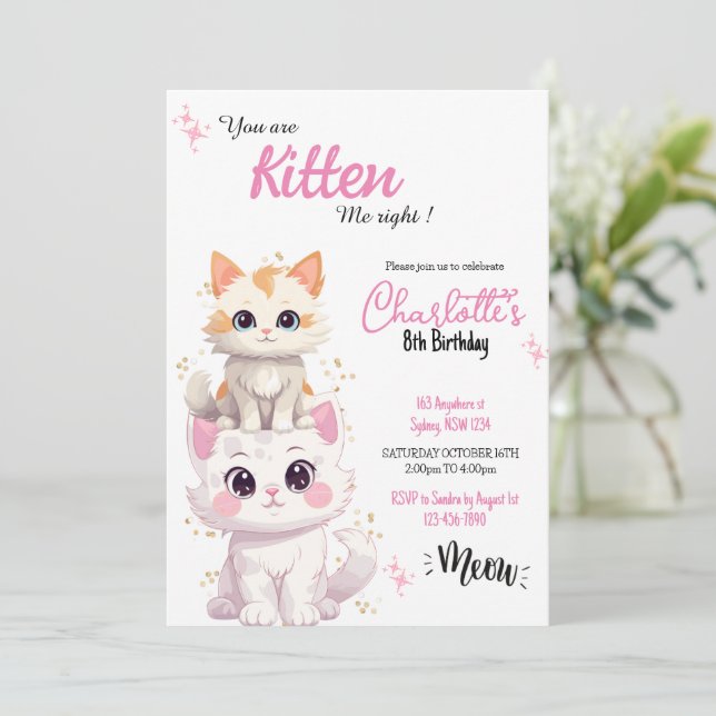 ¿eres tú la invitación de cumpleaños de Kitten me  (Anverso de pie)