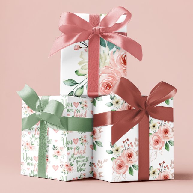 Eres Un Rosa Tan Amado Envolviendo Hojas De Papel (Let someone special know how loved they are with these watercolor pink rose wrapping paper sheets! )