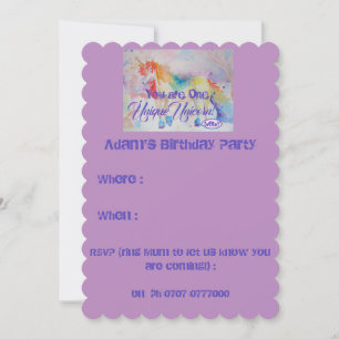 ¡Eres Un Único Unicornio! Invitación de cumpleaños