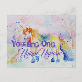 ¡Eres un Unicornio Único! Tarjeta Postal Niñas