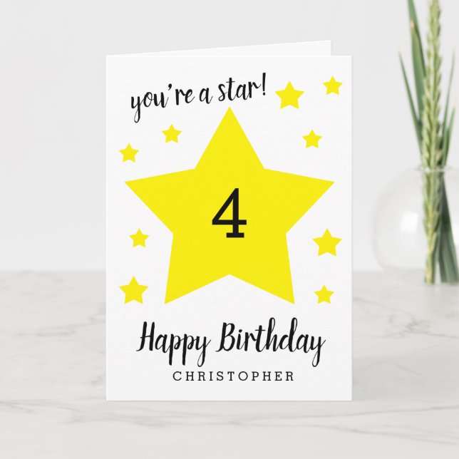 Eres una tarjeta de cumpleaños de Star 4th (Anverso)