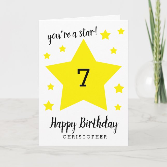 Eres una tarjeta de cumpleaños número 7 de Star (Anverso)