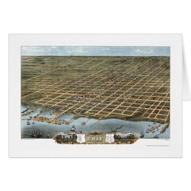 Erie, mapa panorámico del PA - 1870 (Anverso (Horizontal))