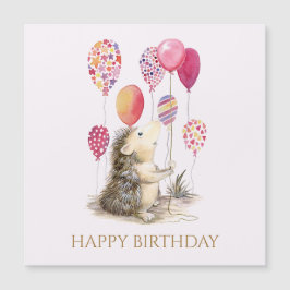 Erizo con globos rosas Feliz Cumpleaños