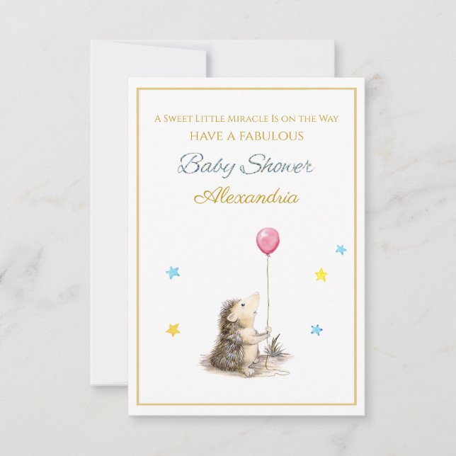 Erizo con nombre personalizado con un globo Shower (Anverso)