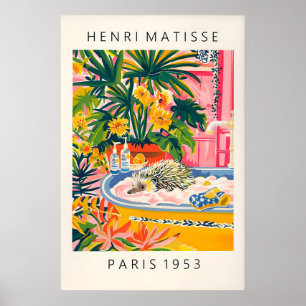 erizo en bañera impresión artística estilo Matisse