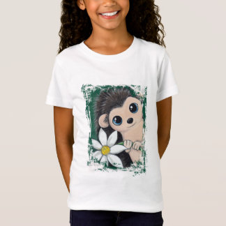 Erizo lindo que sostiene una camiseta de la flor